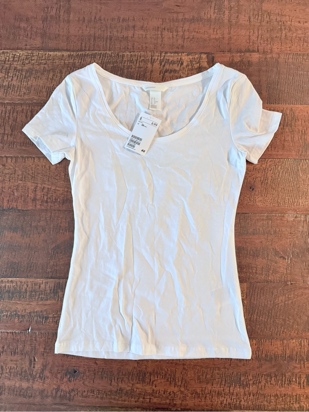 H&M White Scoop Neck Short Sleeve Tee SZ.XS